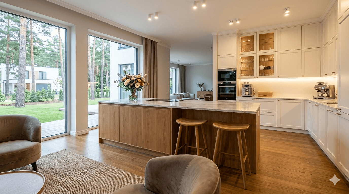 Skandīnāvu iebūvējama virtuve MDF (EGGER) privatmaja Rezekne