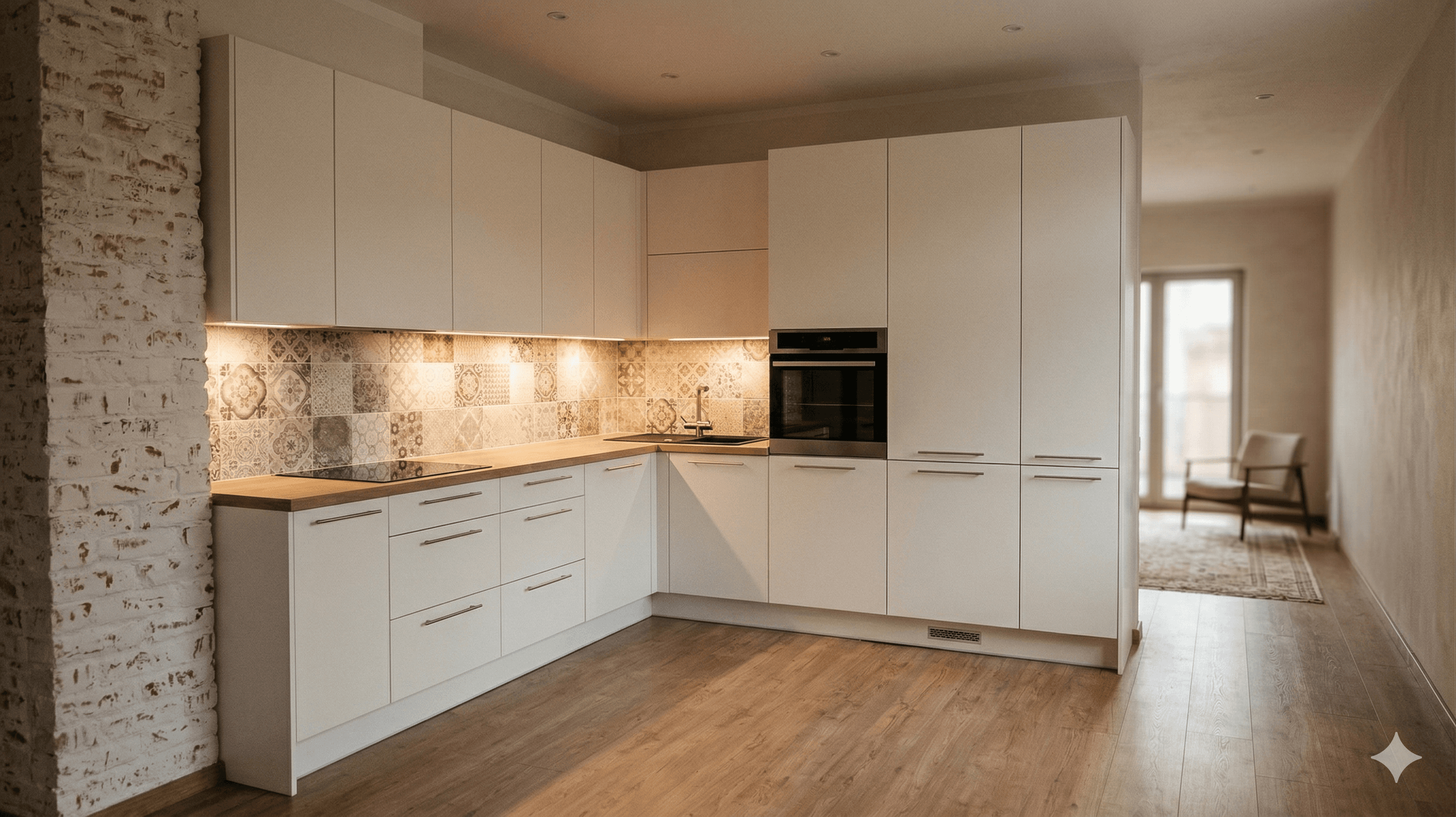 Skandīnāvu iebūvējama virtuve MDF (EGGER) privatmaja Rezekne