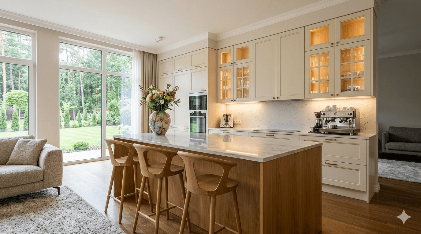 Moderna iebūvējama virtuve Akrils privatmaja Ventspils