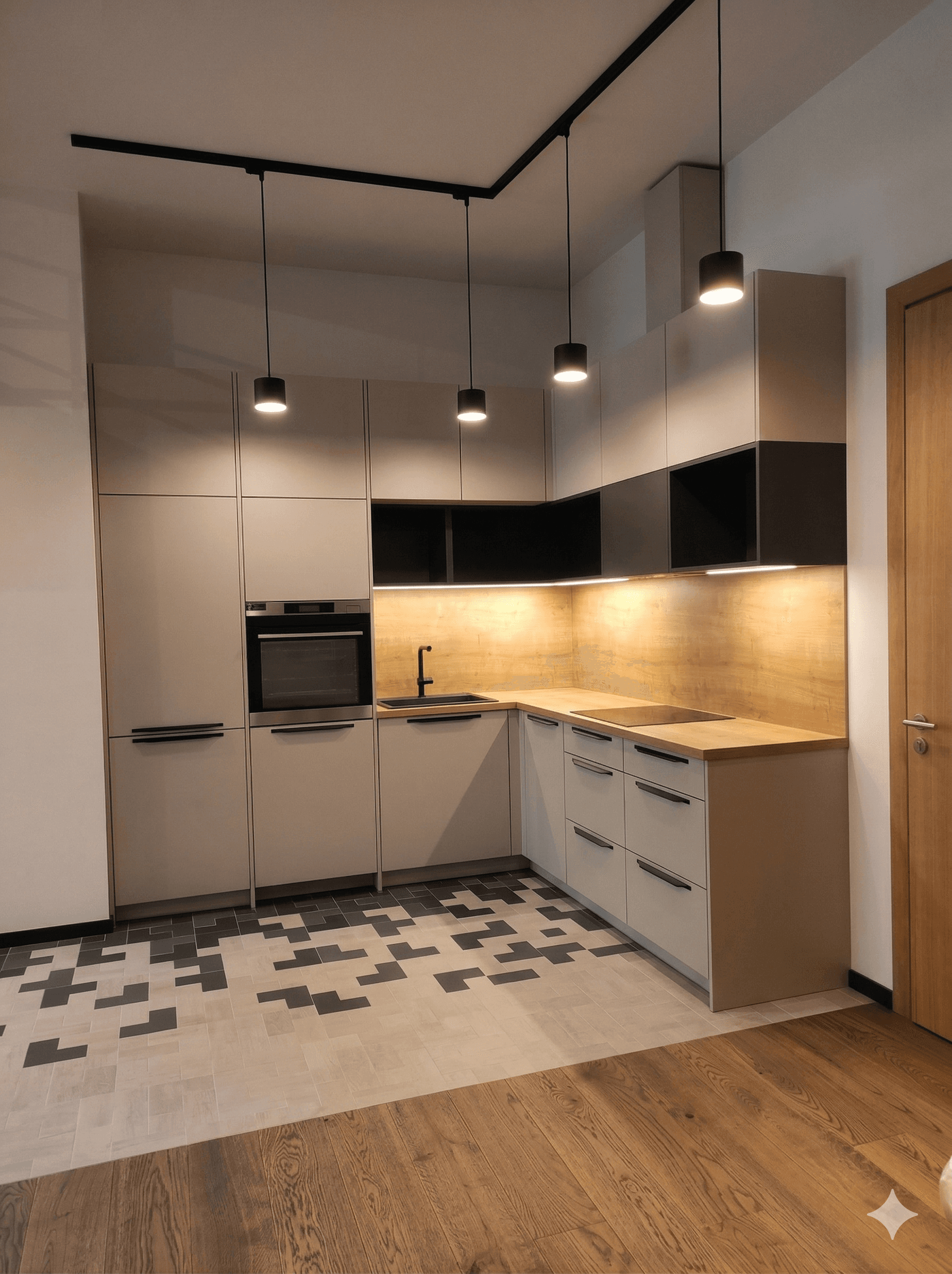 Minīmālistiskā iebūvējama virtuve Akrils jaunbuve Riga